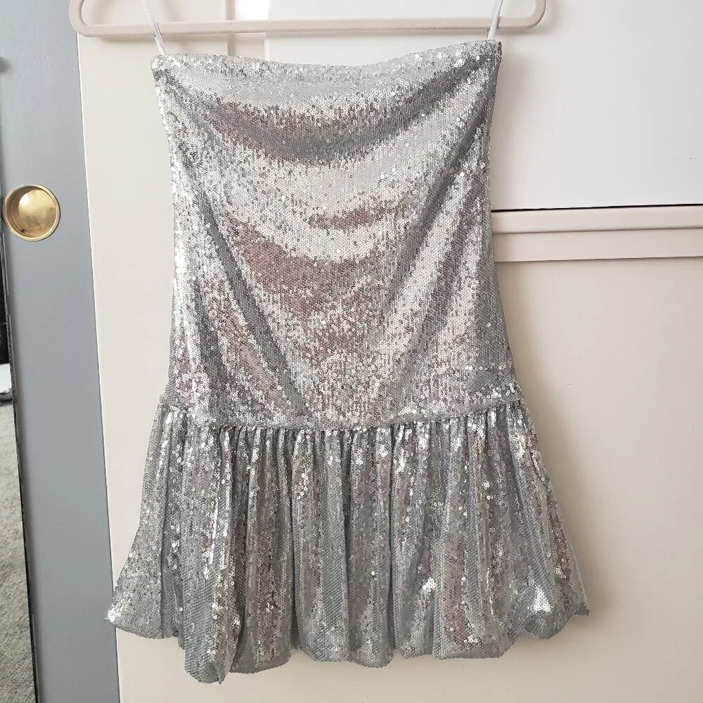 Motel Rocks - Rone mini dress silver sequin NWT XS - Picture 3 of 5